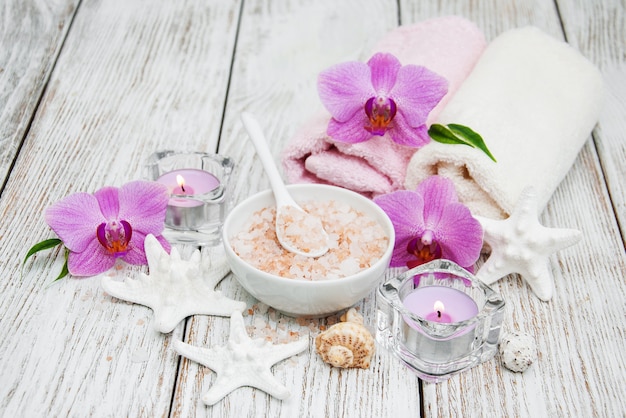 Koncepcja Spa z różowe orchidee