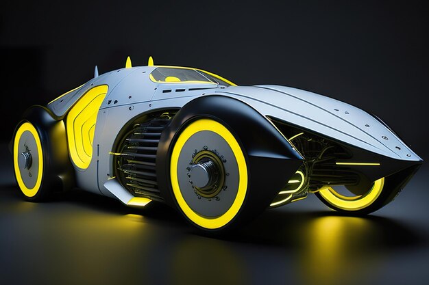 Koncepcja Super nowoczesny retrofuturystyczny samochód z neonowymi akcentami Generacyjna sztuczna inteligencja