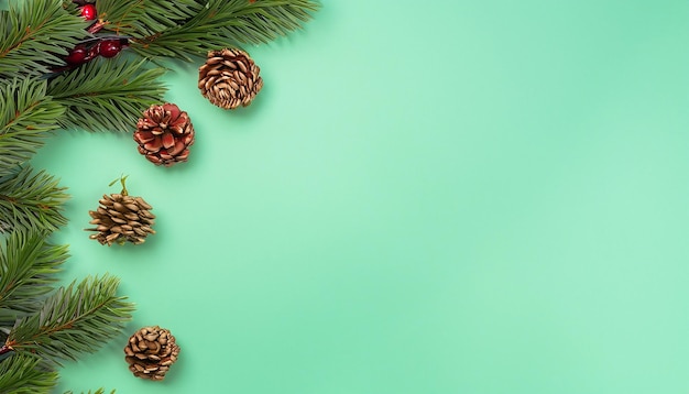 Koncepcja świątecznego nastroju Kompozycja układu z tradycyjnymi świątecznymi atrybutami zielonej dekoracji