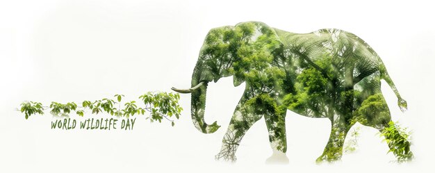 Zdjęcie koncepcja światowego dnia dzikiej przyrody siluety zwierząt ochrona dzikiej przyrody