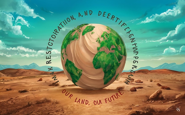 Zdjęcie koncepcja światowego dnia środowiska projekt 3d z tekstem dniaśrodowiska i ilustracją tła
