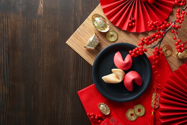 Zdjęcie koncepcja szczęśliwego chińskiego nowego roku miejsca na tekst