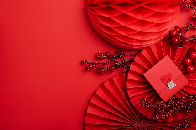 Koncepcja szczęśliwego chińskiego nowego roku miejsca na tekst