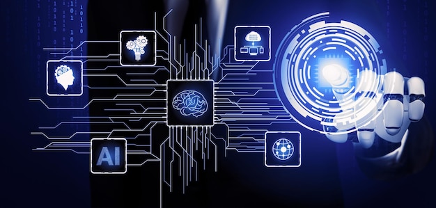 Koncepcja sztucznej inteligencji futurystycznego robota ilustracja 3D