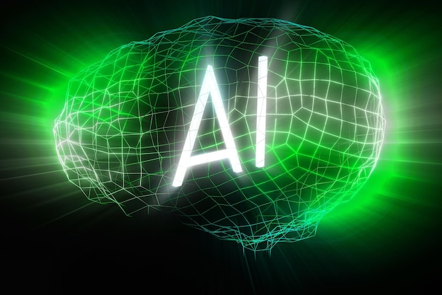 Zdjęcie koncepcja sztucznej inteligencji geometryczny ludzki mózg ilustracja 3d