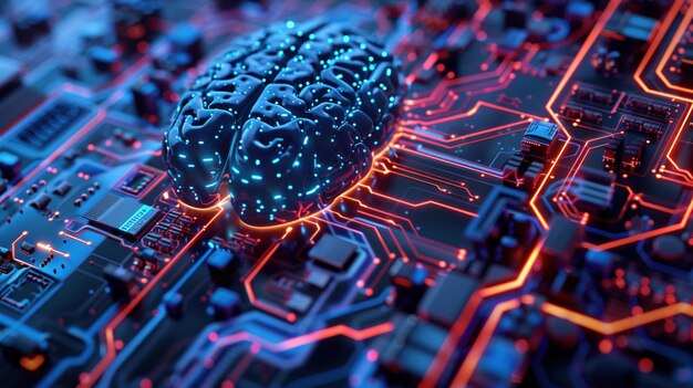 Zdjęcie koncepcja sztucznej inteligencji mózgu na chipie