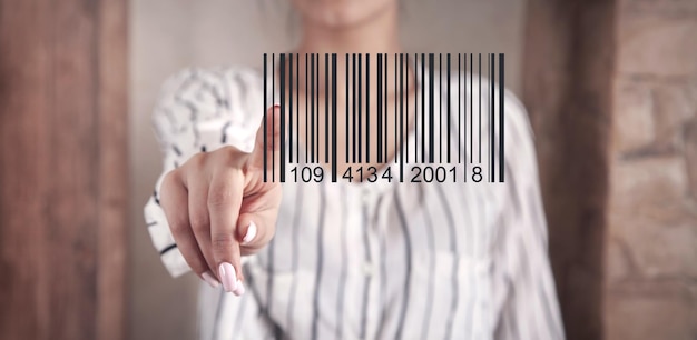 Zdjęcie koncepcja szyfrowania danych marketingowych tożsamości kodu kreskowego