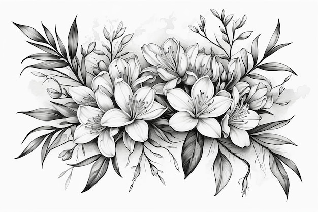 Zdjęcie koncepcja tatuażu oleandru symboliczny projekt kwiatowy