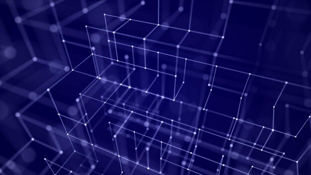 Koncepcja technologii łańcucha bloków 3D Rendering Struktura połączeń sieciowych Wizualizacja dużych danych