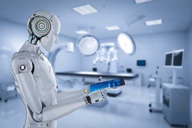 Koncepcja technologii medycznej z diagnozą cyborga za pomocą maszyny CArm