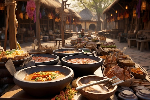 Koncepcja turystyki gastronomicznej badająca kuchnię etniczną na tradycyjnych rynkach