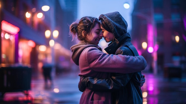 Koncepcja Walentynek Dwie kobiety przytulające się z miłością