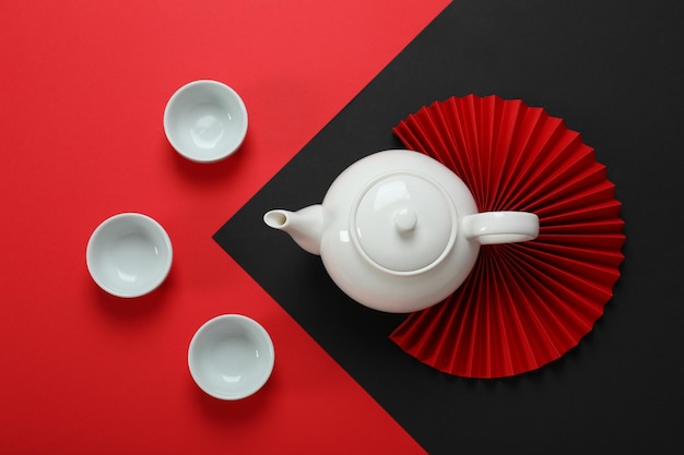Koncepcja widok z góry herbaty azjatyckiej herbaty
