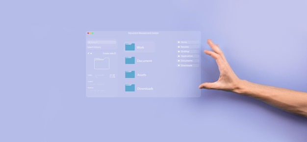 Zdjęcie koncepcja zarządzania dokumentami wirtualne ikony ekranów system zarządzania dokumentami oprogramowanie bazy danych dokumentów dms online do wydajnej archiwizacji wyszukiwania i zarządzania plikami i danymi firmy