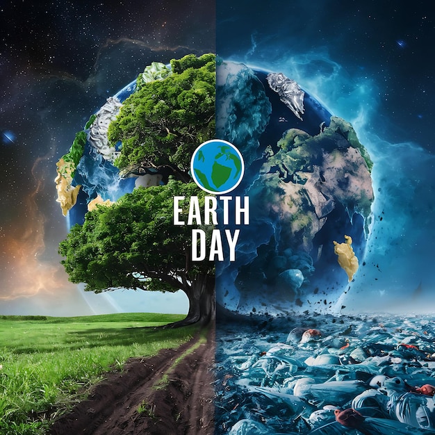 Koncepcja zielonego globu dnia Ziemi Planeta przeciwko tworzyw sztucznych Dzień Ziemi 2024