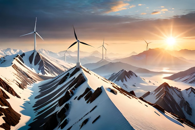 Koncepcja zielonej energii Generatywna sztuczna inteligencja wysokich turbin wiatrowych do wytwarzania energii elektrycznej