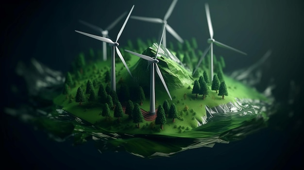 Koncepcja zielonej energii i ekologii przyszłości Alternatywna, zaawansowana technologicznie energia wiatrowa i powietrzna