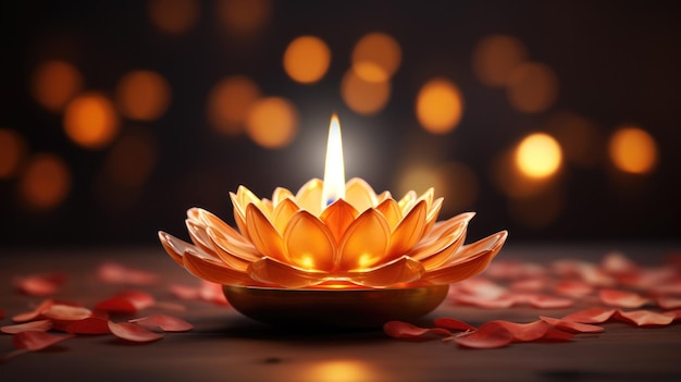Koncepcje szczęśliwego festiwalu Diwali z lampą oliwną Diya i mandalą kwiatową Indyjski kolorowy tradycyjny