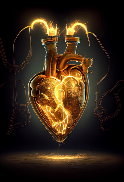 Zdjęcie koncepcyjna ilustracja serca energetycznego serca przy koncepcji energii pełnej energii
