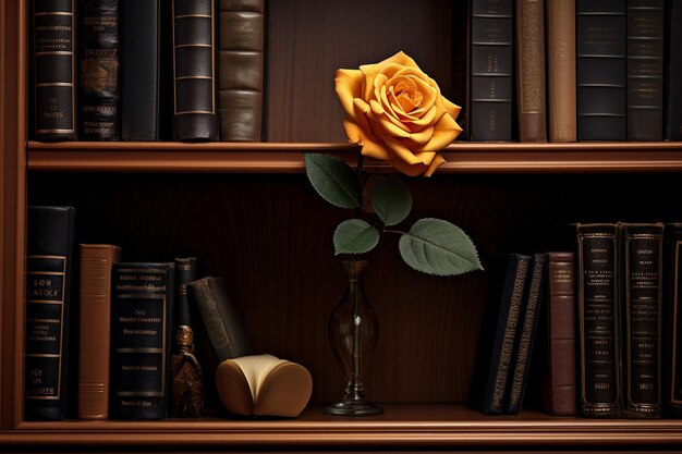 Zdjęcie koncepcyjne zdjęcie róży w starożytnej książce