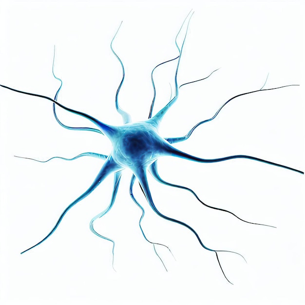Zdjęcie koncepcyjny obraz z komórką neuronu na białym tle