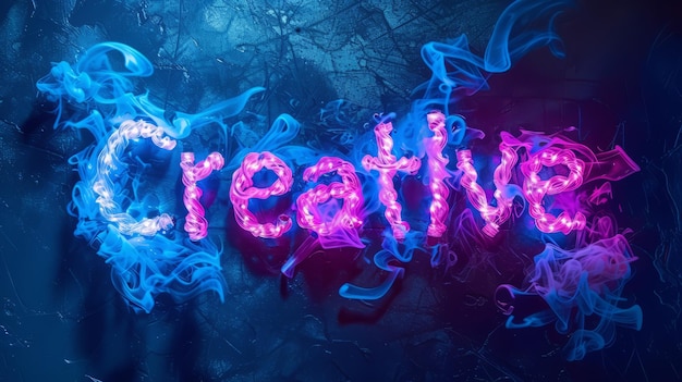 Koncepcyjny plakat artystyczny Blue LED Creativity