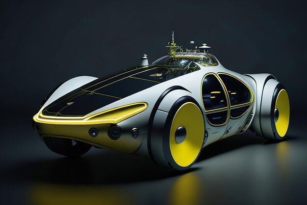 Koncepcyjny super nowoczesny retrofuturistyczny samochód z neonowymi akcentami Generatywna sztuczna inteligencja