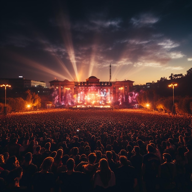 koncert lampek nocnych na publicznej scenie festiwalu