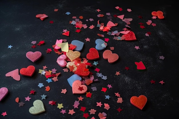 Konfetti w kształcie gwiazdek serc i innych kształtów promujących walentynki