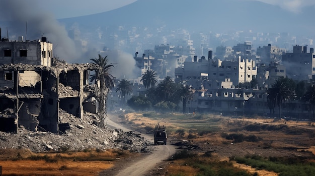 Konflikt izraelski w Palestynie Bombardowanie przez Izrael budynków w Strefie Gazy
