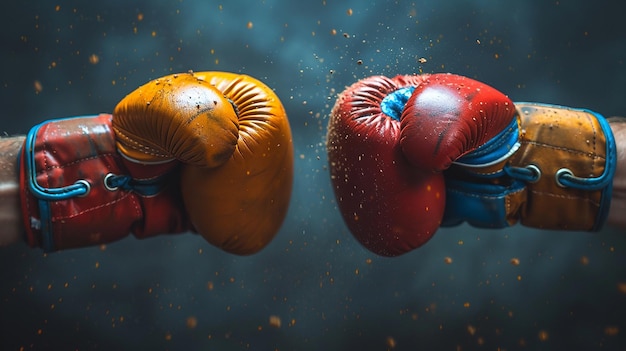 Konfrontacja sportowa Dwóch mężczyzn w rękawiczkach bokserskich