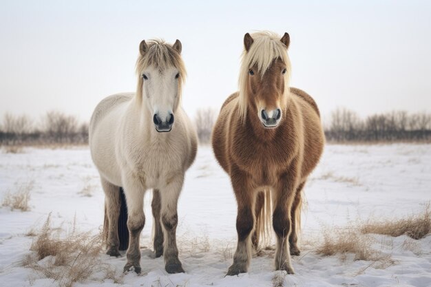 Konne ssaki przyroda zima na świeżym powietrzu śnieg białe zwierzęta zimne konie