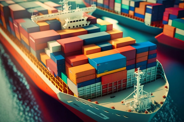 Kontenerowe statki towarowe połączone międzynarodowymi partnerstwami logistycznymi