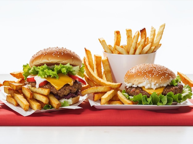 Kontrastujące fast food i zdrowa żywność na białym tle