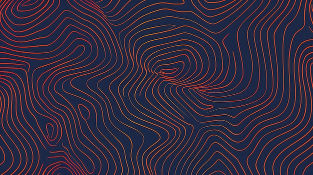 Kontur topograficzny linie falowe tło abstrakcyjny czerwony wzór tekstura na ciemnej powierzchni