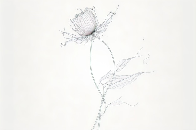 Konturowy kwiat w jednej linii na białym tle
