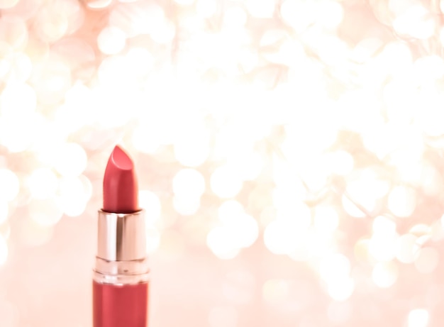 Koralowa szminka na różowe złoto Boże Narodzenie nowy rok i Walentynki wakacje brokat tło makijaż i kosmetyki produkt dla luksusowej marki kosmetycznej