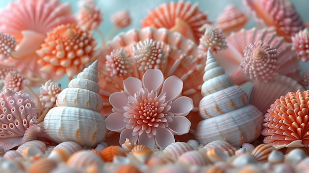 Koralowe pastelowe muszle, delikatnie ułożone tapety
