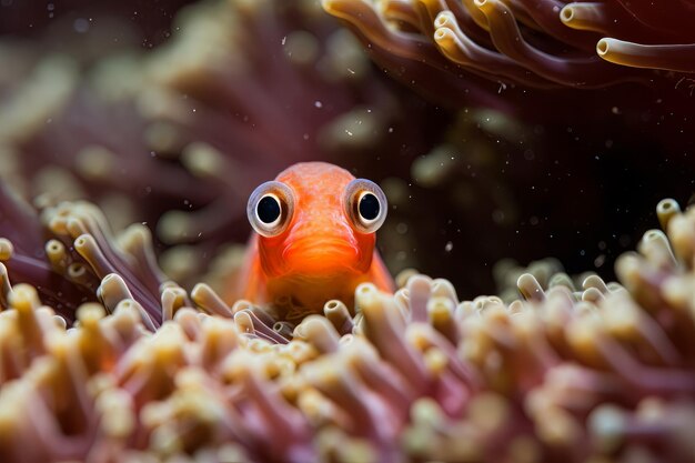 Koralowy goby spoglądający na zwierzęta morskie