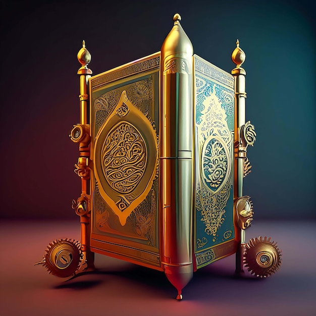 KoranMuzułmańska święta księga umieszczona na steampunku