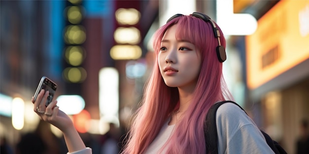 koreańska dziewczyna o jasnych włosach