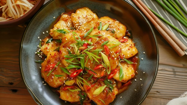 Koreański ciasto rybne jest bardzo popularnym koreańskim dodatkiem lub banchan Generative Ai