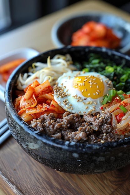 Koreańskie jedzenie Bibimbap Fotografia jedzenia