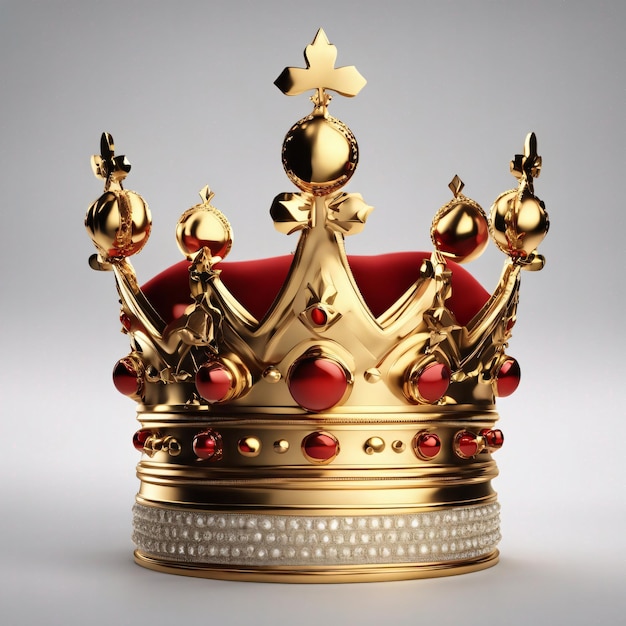 Korona królewska złota i czerwona izolowana na białym tle