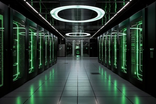 Zdjęcie korytarz w serwerowni centrum danych