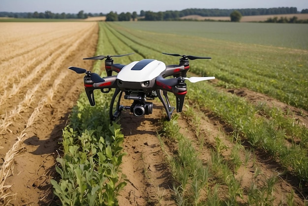 Zdjęcie korzystanie z quadcopterów na polach uprawnych ai generatywny