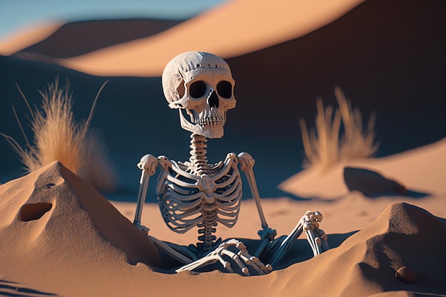 Kości szkieletu zakopane w piasku