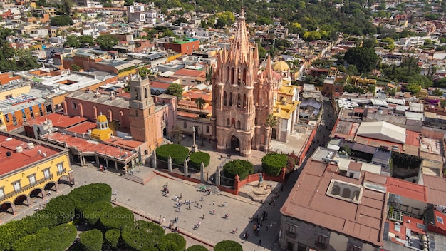 Kościół Parroquia Archanioł Jardin Rynek Miejski Noc Drzewo Decoraciones San Miguel de Allende, Mx