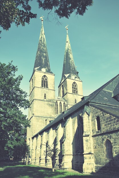 Kościół świętego Mikołaja (st. Nikolai-kirche) W Quedlinburg, Niemcy. Filtrowany Obraz W Stylu Retro