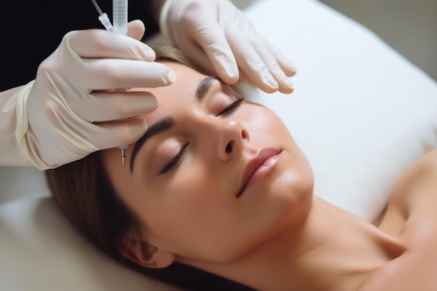 Kosmetologia kobieta terapia wstrzyknięcia klinika kosmetyk leczenie kobieta spa skóra piękno lekarz twarz